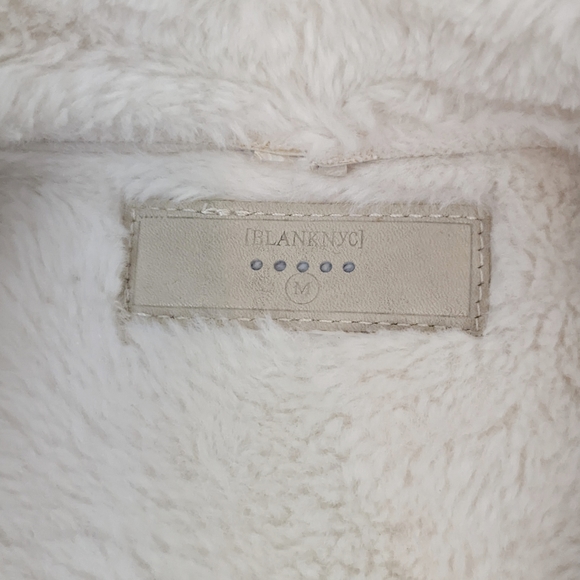 Blank NYC Drape Front Faux Shearling Vegan Leather Vest Ivory Beige - Picture 8 of 10